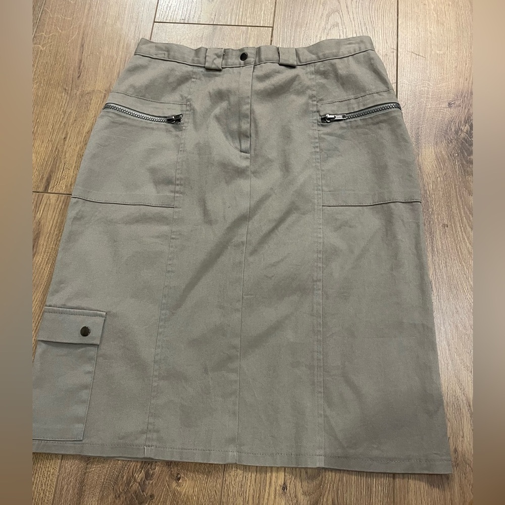 Clientele 90s Cargo Utility Green Pencil Skirt With Pockets Size 8
